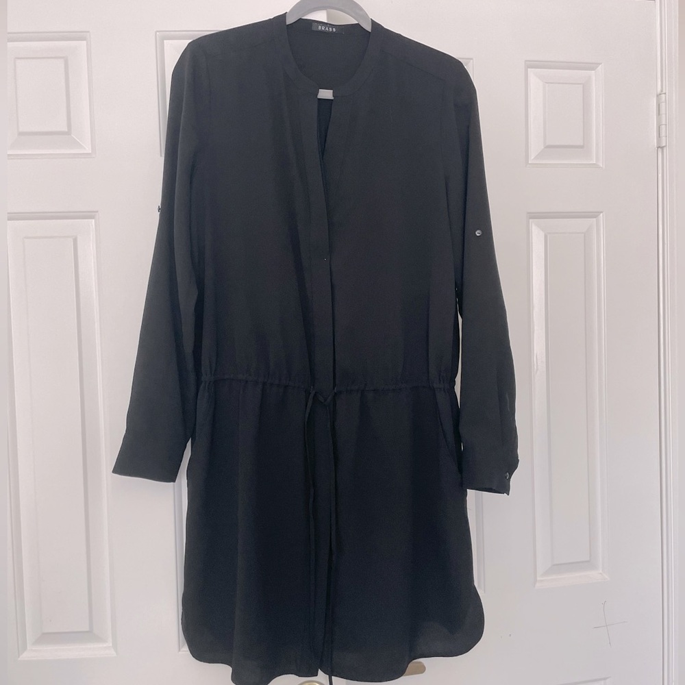 Brass Clothing Tie waist shirt dress L Black